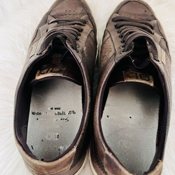 Democrata Brown Worn Distressed Brazilian Leather Lace up Mens Sneakers - Size 8 - Picture 6 of 8